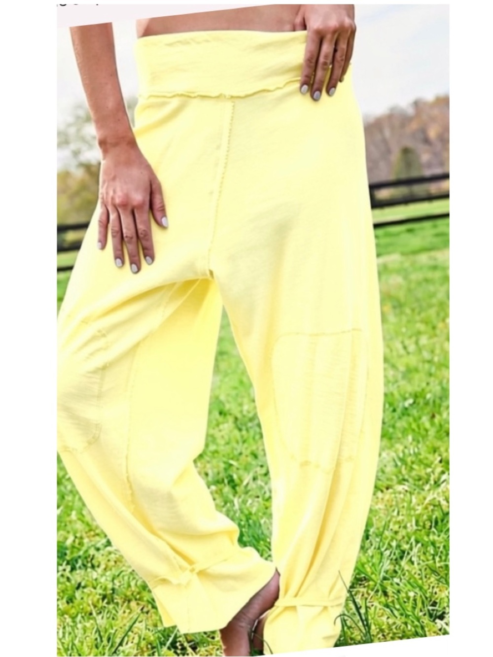 Free People organic cotton lounge pants in the dreamy” Minted Lemonade"